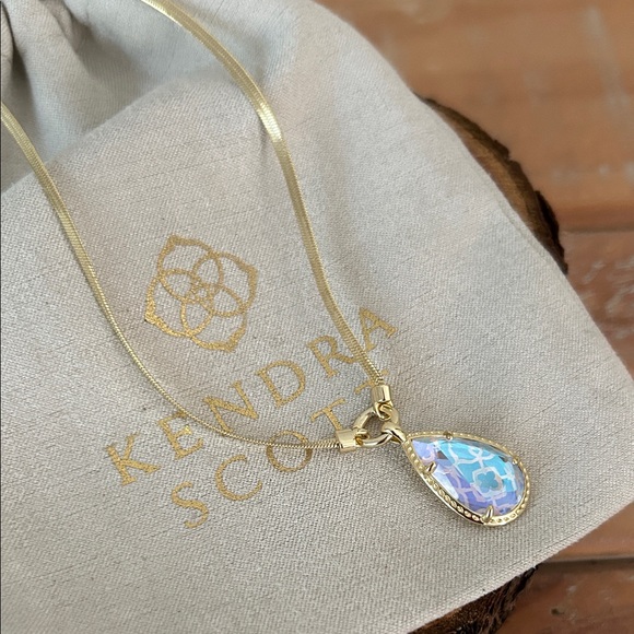 Kendra Scott Iridescent Teardrop Necklace in Gold - Picture 2 of 2